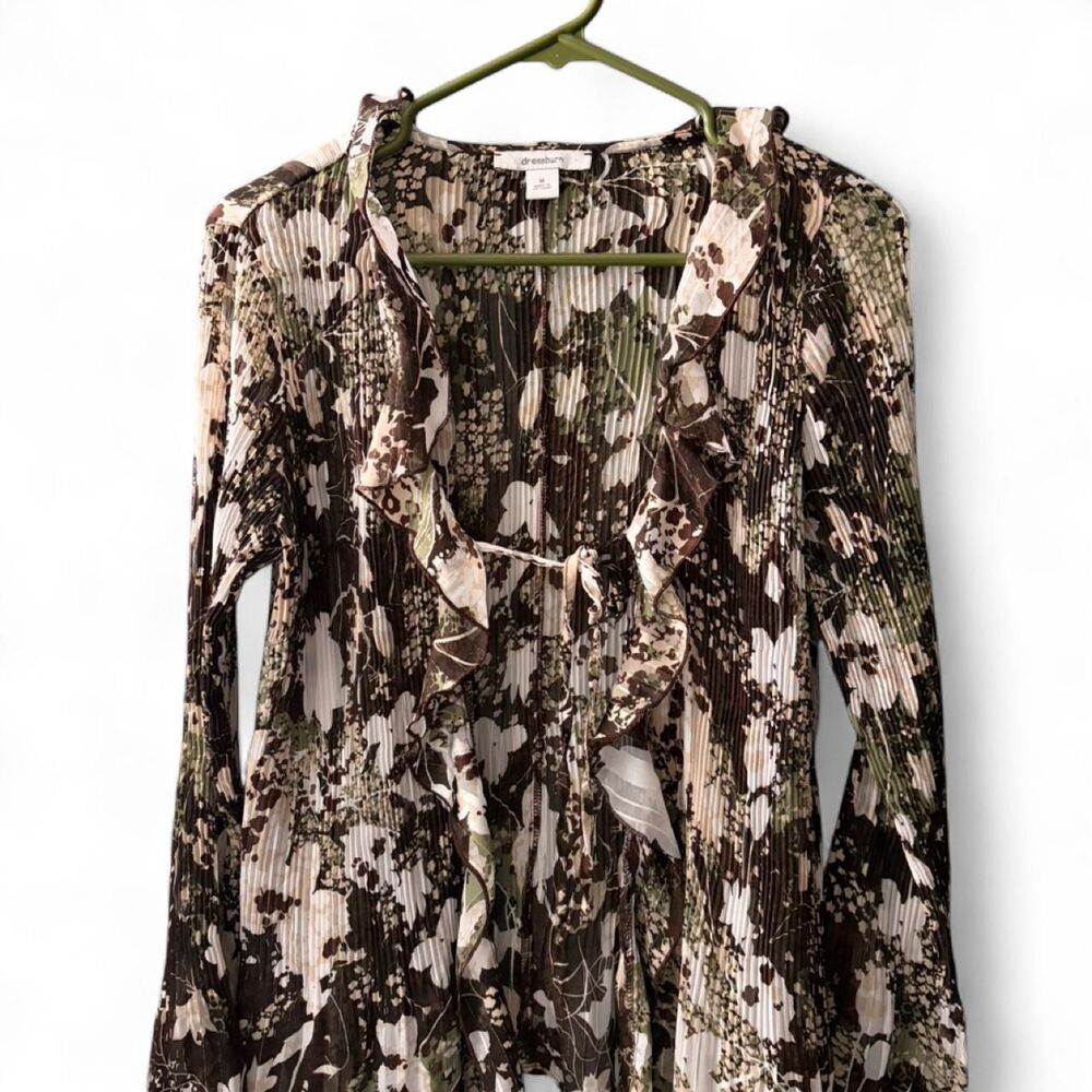 Dressbarn Men's Green and Brown Shirt